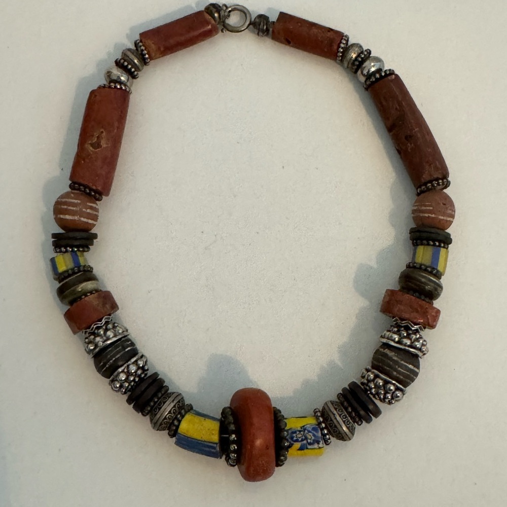 Chunky Vintage Tribal Pottery Beaded Necklace
